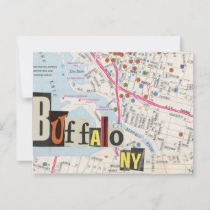 Buffalo NY Maps Collage postcard 36
