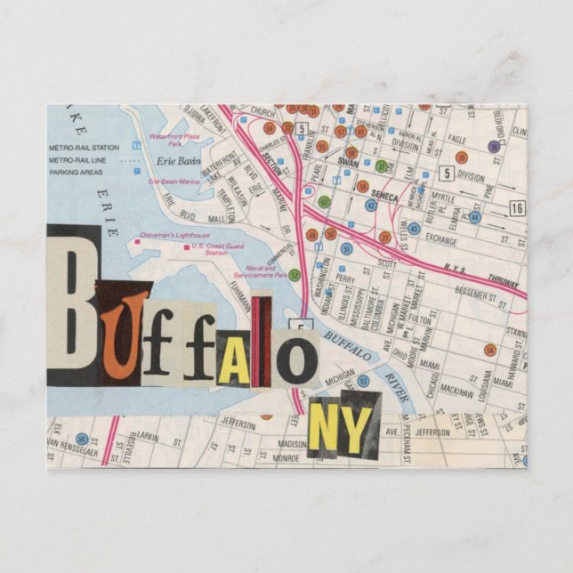 Buffalo NY Maps Collage postcard 36 (Front)