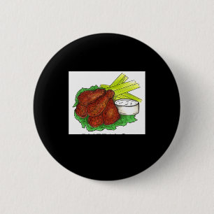 Buffalo Ny New York Hot Bbq Chicken Wings Celery 6 Cm Round Badge