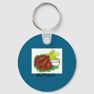 Buffalo Ny New York Hot Bbq Chicken Wings Celery Key Ring