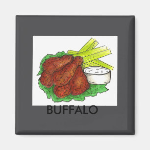 Buffalo Ny New York Hot Bbq Chicken Wings Celery _ Magnet