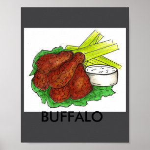Buffalo Ny New York Hot Bbq Chicken Wings Celery Poster