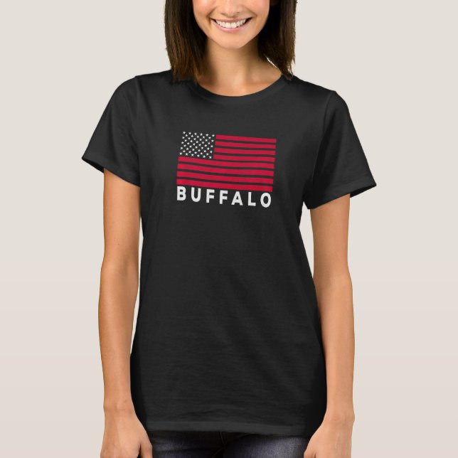 Buffalo NY USA Flag Buffalo Red White & Blue Buffa T-Shirt (Front)