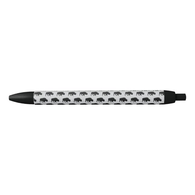 Buffalo Pattern Silhouette Rustic Black Ink Pen (Front)