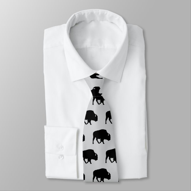 Buffalo Pattern Silhouette Rustic Tie (Tied)