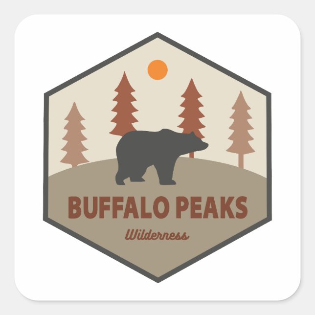 Buffalo Peaks Wilderness Colorado Bear Square Sticker (Front)