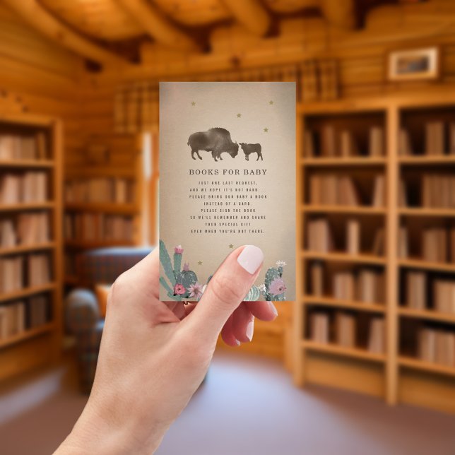 Buffalo Pink Cactus Girl Baby Shower Book Request Enclosure Card (Creator Uploaded)