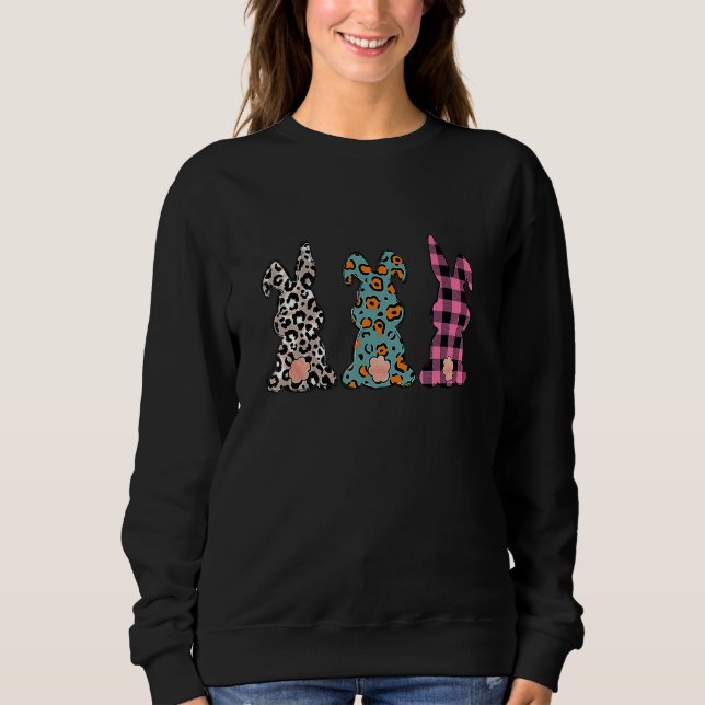 Buffalo Pink Plaid Leopard Easter Bunny Rabbit Tri Sweatshirt (Front)