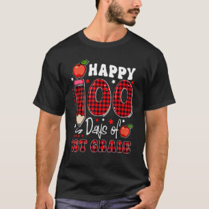 Buffalo Plaid 100 Days Of First Grade 100th Day Of T-Shirt
