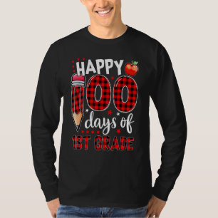 Buffalo Plaid 100 Days Of First Grade 100th Day Of T-Shirt
