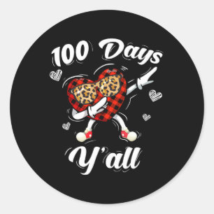 Buffalo Plaid 100 Days Y'all Of School Dabbing Hea Classic Round Sticker