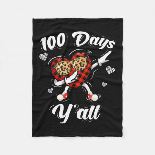 Buffalo Plaid 100 Days Y'all Of School Dabbing Hea Fleece Blanket