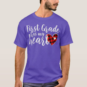 Buffalo Plaid 1st First Grade Has My Heart eacher  T-Shirt