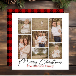Buffalo Plaid 7 Photo Christmas Card