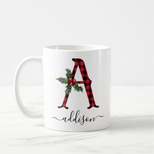 Buffalo Plaid A Monogram Christmas Coffee Mug