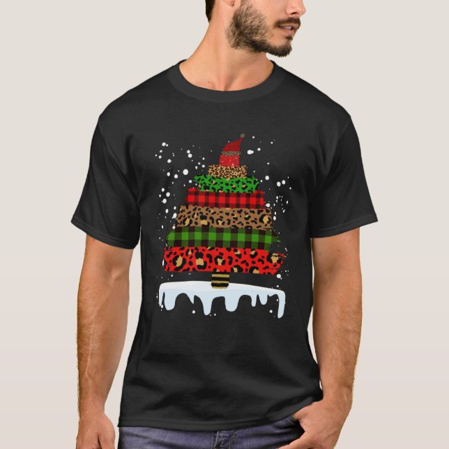 Buffalo Plaid and Leopard Christmas Tree  1 T-Shirt (Front)