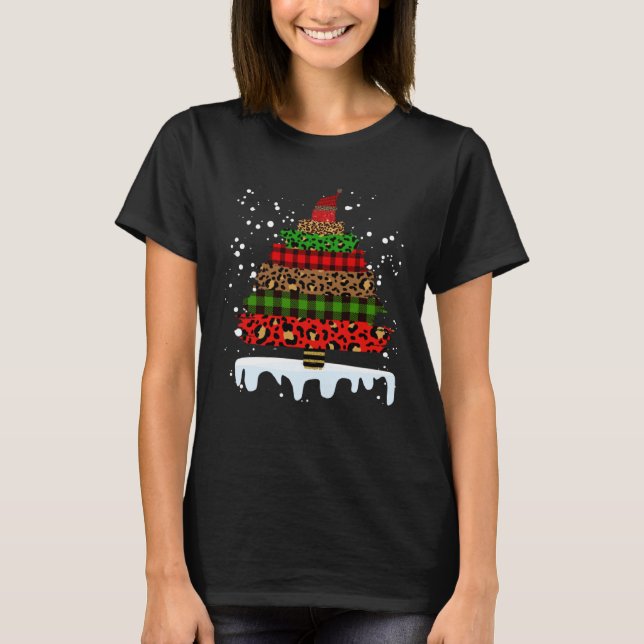 Buffalo Plaid and Leopard Christmas Tree  1 T-Shirt (Front)
