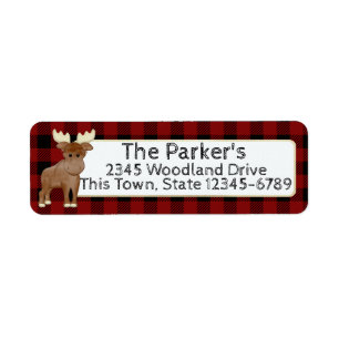 Buffalo Plaid and Moose Return Address Label