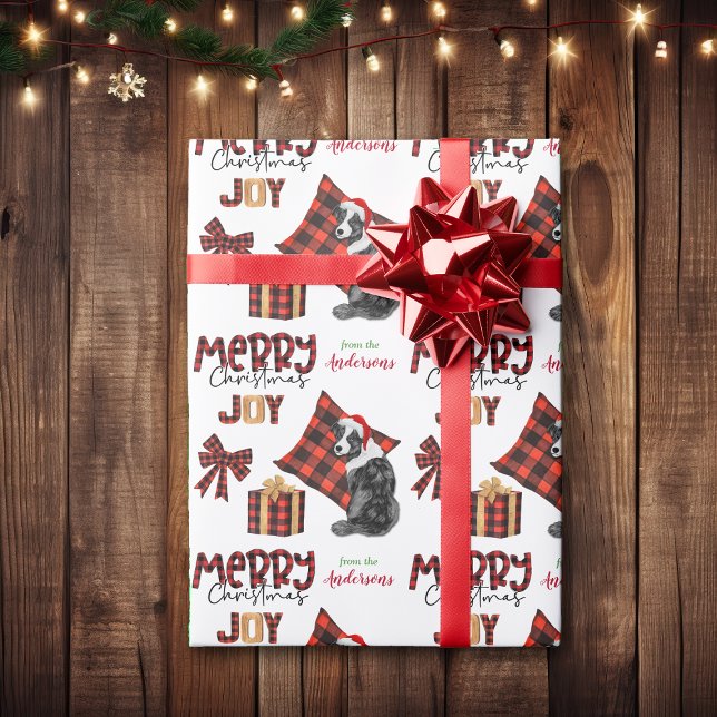 Buffalo Plaid Australian Shepherd Christmas Wrapping Paper (Creator Uploaded)