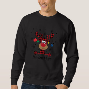 Buffalo Plaid Autism Mum Reindeer Autism Mum Chris Sweatshirt