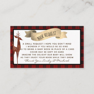 Buffalo Plaid Baby Shower Book Request Poem Enclosure Card