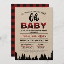 Buffalo Plaid Baby Shower Invitation - Oh Baby