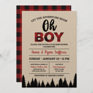 Buffalo Plaid Baby Shower Invitation - Oh Boy