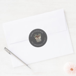 Buffalo Plaid Basket Classic Round Sticker
