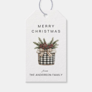 Buffalo Plaid Basket Gift Tags