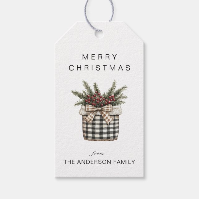 Buffalo Plaid Basket Gift Tags (Front)