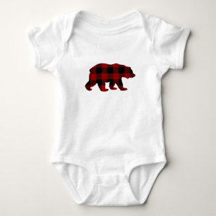 Buffalo Plaid Bear Baby Bodysuit