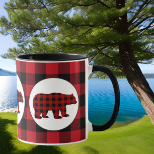 Buffalo plaid bear Country Kitchen mug