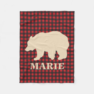 Buffalo plaid bear personalised blanket