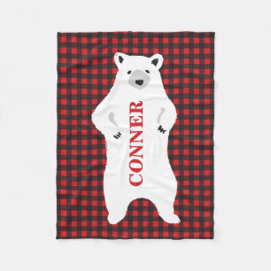 Buffalo plaid bear standing personalised blanket