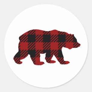 Buffalo Plaid Bear Sticker