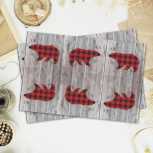 buffalo plaid bear wild one 1st birthday party tissue paper