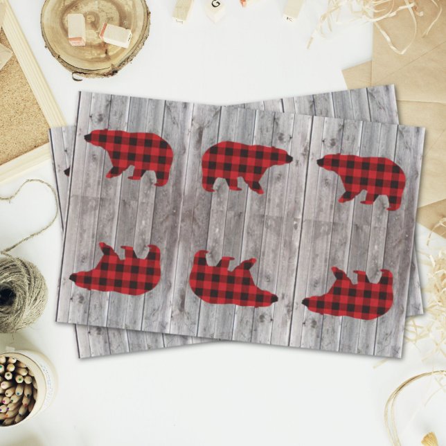 buffalo plaid bear wild one 1st birthday party tissue paper (buffalo plaid bear wild one 1st birthday party tissue paper)