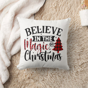 Buffalo Plaid Believe in the magic of Christmas Cushion