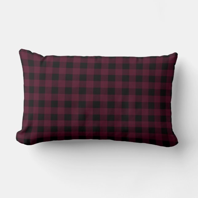 Buffalo Plaid | Black and Red Lumbar Cushion (Front)