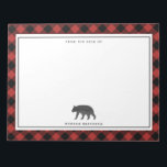 Buffalo Plaid Black Bear Personalised Notepad<br><div class="desc">A notepad featuring an illustration of a black bear with a red and black buffalo plaid design.  Personalise the text.</div>
