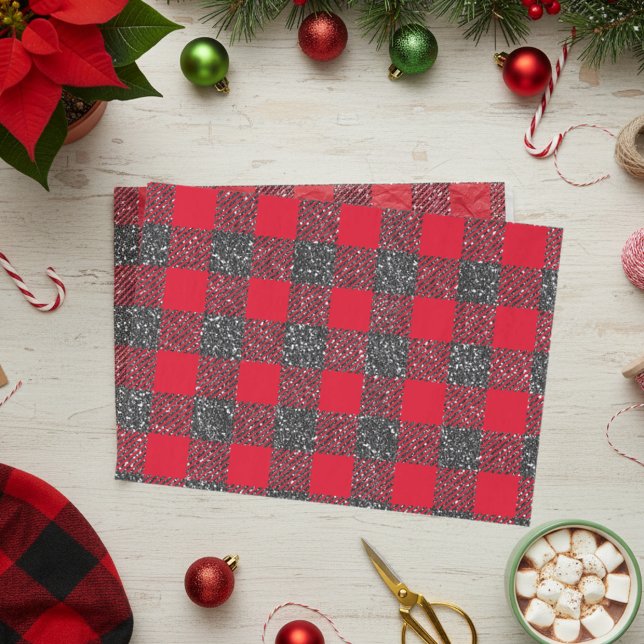 Buffalo Plaid Black Glitter  Tissue Paper (Creator Uploaded)