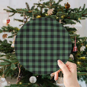 Buffalo Plaid Black Green Christmas Paper Plate