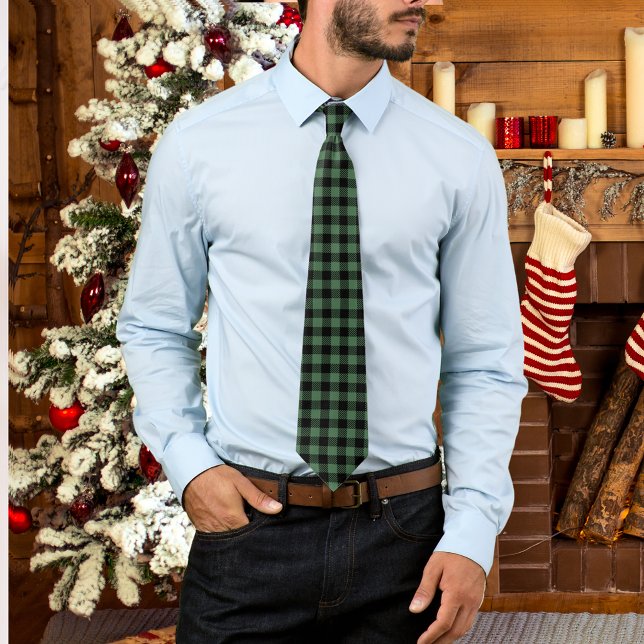Buffalo Plaid Black Green Fall Tie (Creator Uploaded)
