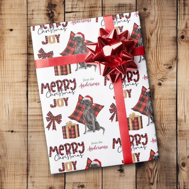 Buffalo Plaid Black Labrador Retriever Dog Holiday Wrapping Paper (Creator Uploaded)