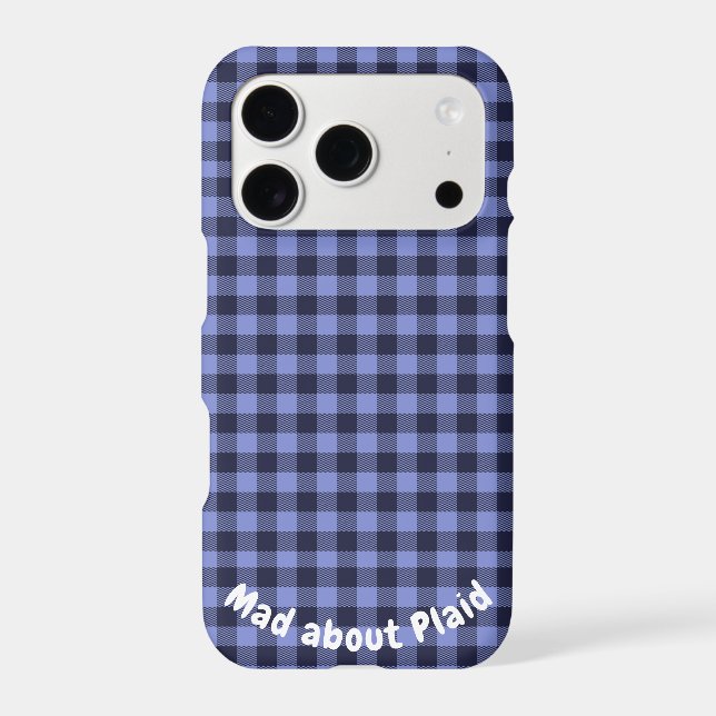 Buffalo Plaid Blue & Black Monogram Simple | (Back)