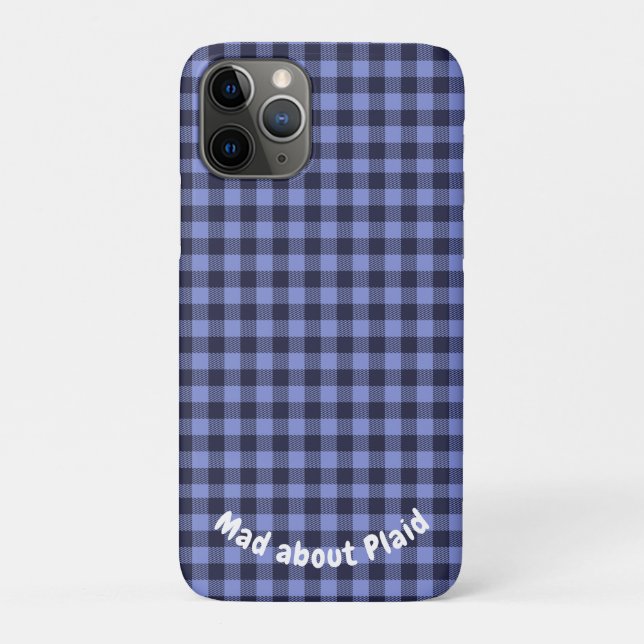 Buffalo Plaid Blue & Black Monogram Simple | Case-Mate iPhone Case (Back)