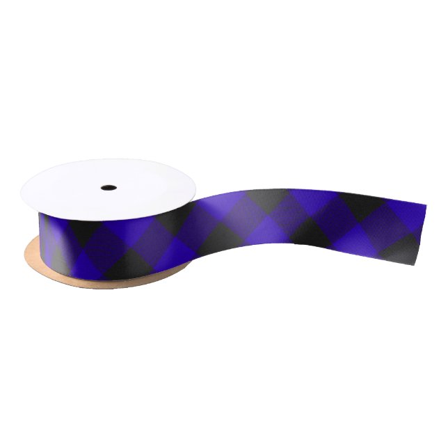 Buffalo Plaid Blue Tartan Plaid Pattern Plaid Big Satin Ribbon (Spool)