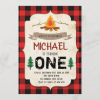 Buffalo plaid bonfire party invitation