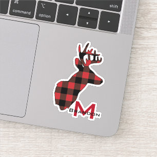 Buffalo Plaid Buck Deer Head Monogram