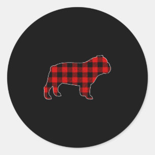 Buffalo Plaid Bulldog  Classic Round Sticker